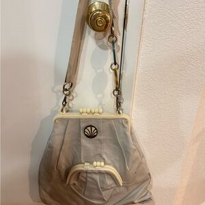 Chic Cream and Tan Women's Shoulder Bag